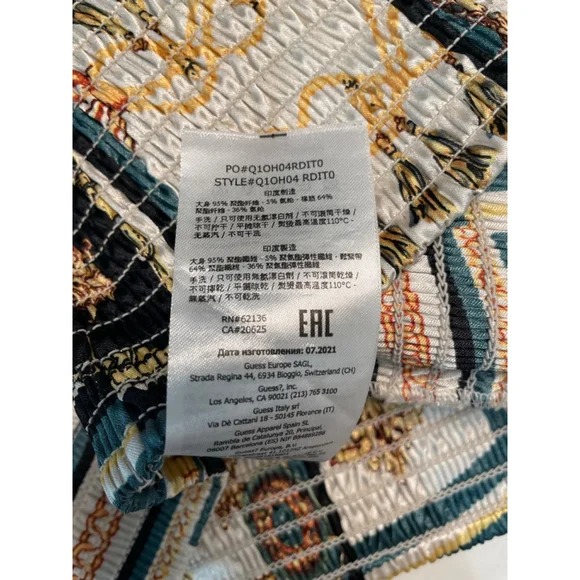 Guess Babydoll Faux Wrap Satin Crop Top M Gold Smocked Mob Wife Y2K Going Out - Picture 12 of 14